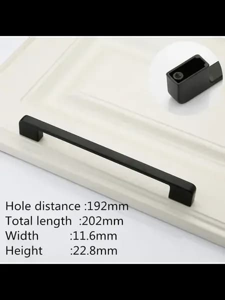 Ручки для шкафов черные цинковые black 192mm