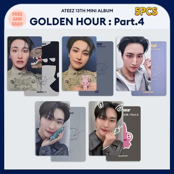 Маленькие открытки вокруг вееров ATEEZ GOLDEN HOUR