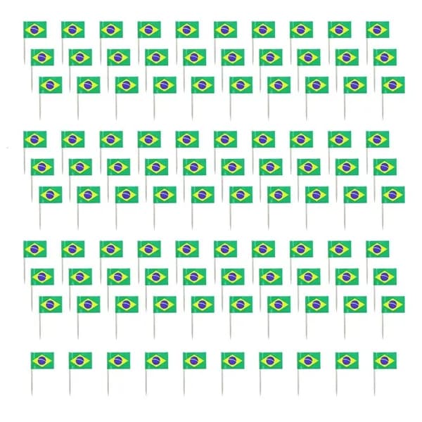 Зубочистки-флаги для тортов и кексов, 100 шт., - Бразилия