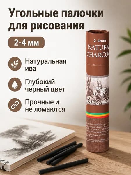 Угольные палочки для рисования из ивы, 25 шт., диаметр 2 4 мм, черные, для скетчей и эскизов