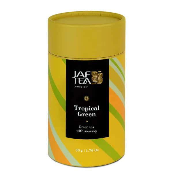 Чай цейлонский JAF TEA Tropical Green зеленый со вкусом соусап, 50 г.