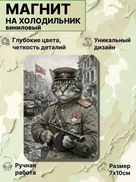 Магнит на холодильник, кот офицер