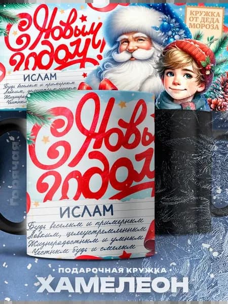 Мужская кружка хамелеон Ислам письмо от деда мороза