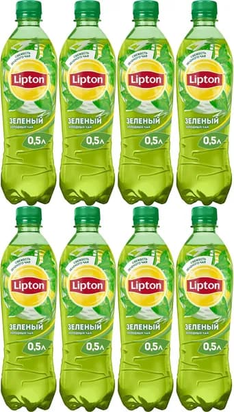 Холодный чай Lipton зеленый 0,5 л, комплект: 8 упаковок по 500 мл