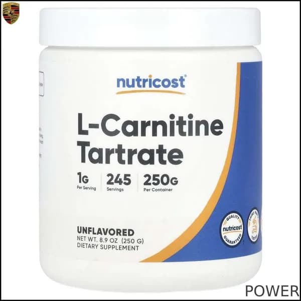 Nutricost, L-карнитин тартрат, без добавок, 250 г (8,9 унции) POWER