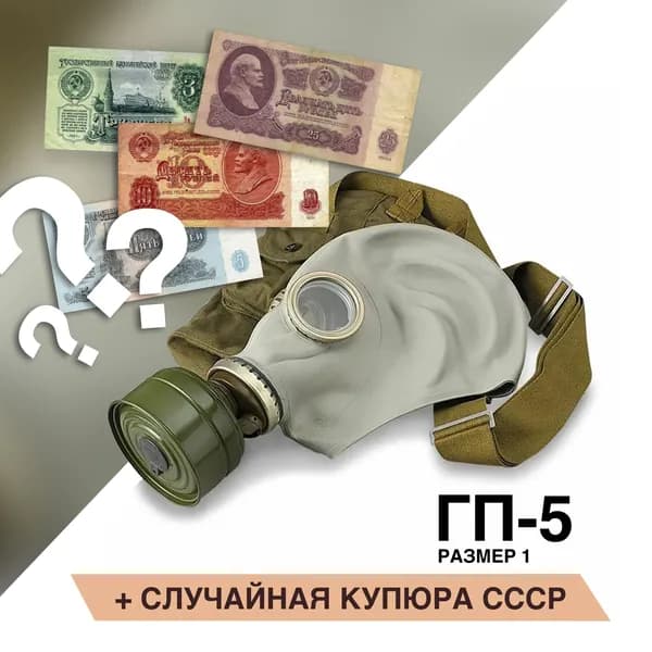 Противогаз ГП-5 со случайной купюрой СССР. Размер 1