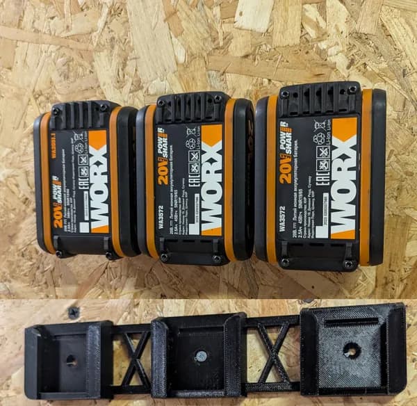 Держатель аккумулятора WORX с защелкой на стену, тройной