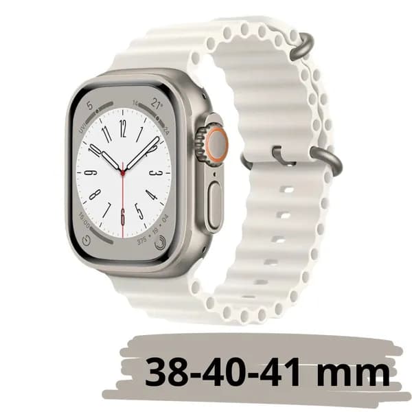 Силиконовый ремешок для Apple Watch 38мм/40mm/41mm, браслет ремешок для фитнес трекера эпл вотч, белый