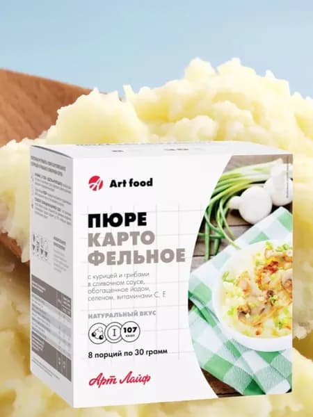 Пюре картофельное с курицей и грибами низкокалорийное
