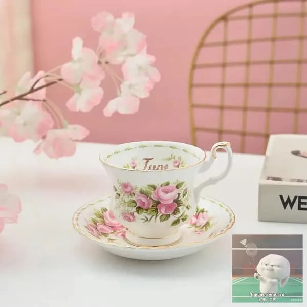 Чайная пара Royal Albert. Серия "Цветок месяца". Англия. Костяной фарфор. Клеймо 70-е гг. Сузуран в мае
