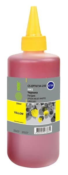 Чернила Cactus CS-EPT6734-250 T6734 желтый, флаконов: 1, объём 250мл, для Epson L800/L810/L850/L1800