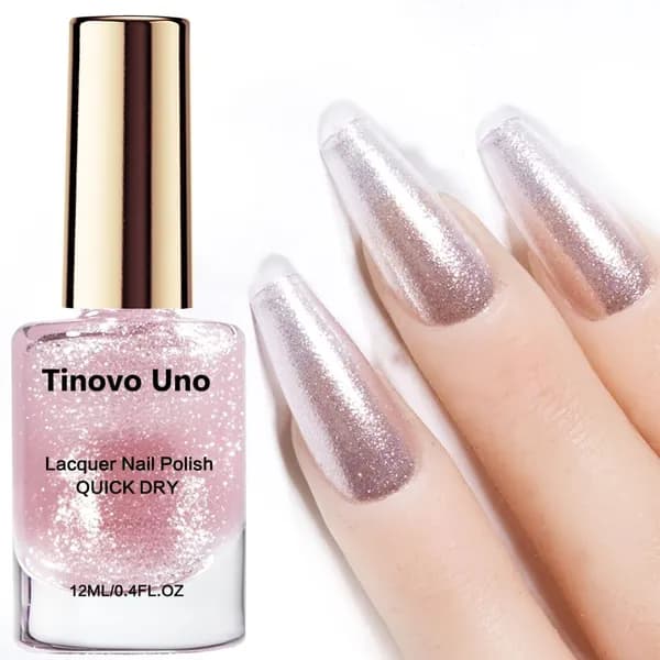 Tinovo Uno Русалка принцесса розовый лак для ногтей, натуральный быстро сушить,12мл