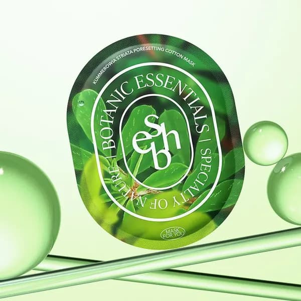ESSENHERB Kummerowia striata poresetting cotton mask, Хлопковая маска для сужения пор с Куммеровией полосатой 1 шт*25 гр