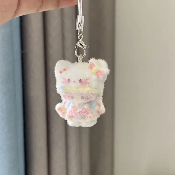 Трехмерный флокированный мультяшный кулон HelloKitty cute bag keychain подарок для друзей