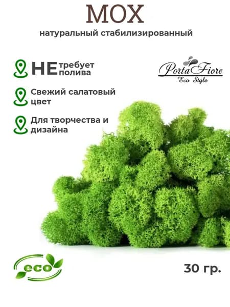 PortaFiore Стабилизированный мох Мох, 30 гр, 30 шт