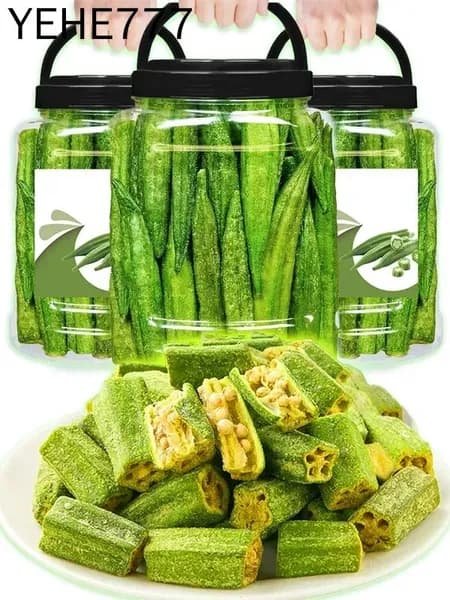 100 г,Хрустящие окра,вкусная закуска из сушеных овощей, овощные снэки, полезные и питательные, готовы к употреблению, семейная закуска
