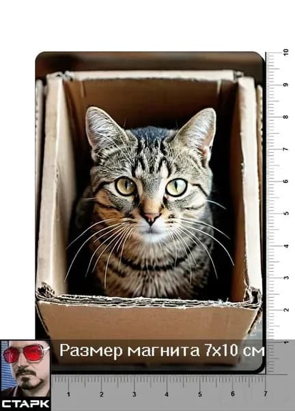 Магнит на холодильник, Кот в коробке