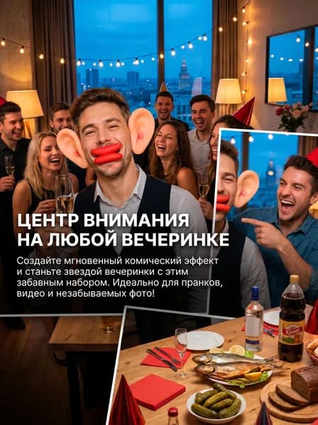 Забавные красные губы + большие уши, мужской маскарад, свадебная вечеринка на Хэллоуин