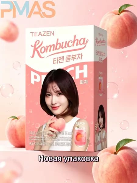 Эксклюзивная комбуча TEAZEN с персиковым вкусом и пробиотиками, 50 г в порционных пакетиках 5г х 10шт
