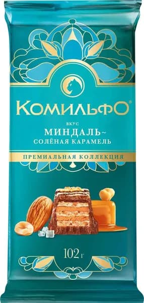 Комильфо молочный и белый шоколад со вкусом миндаля и солёной карамели, 102 г