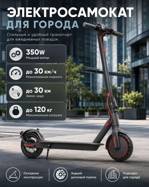 Электросамокат Электросамокат, черный, оранжевый