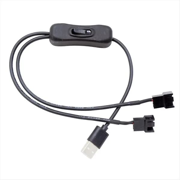 USB-адаптер для вентилятора 5V: кабель 3-пин/4-пин, оплетка, с выключателем "вкл/выкл".