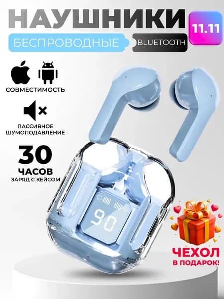 Наушники беспроводные, голубой