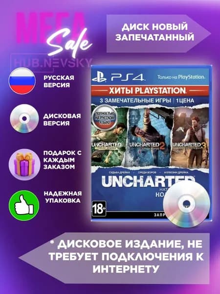 Игра Uncharted: Натан Дрейк. Коллекция (Хиты Playstation) (PlayStation 4, PlayStation 5, Русская версия)