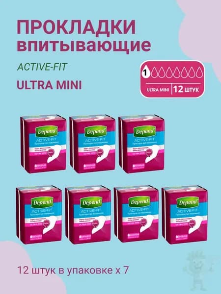 Прокладки при недержании Depend Ultra Mini 12шт