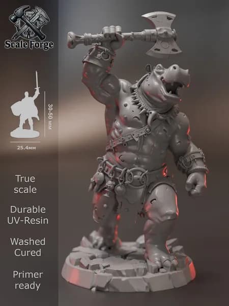 Гифф варвар. Миниатюра ДнД для настольных игр и покраски. Pathfinder. DnD.