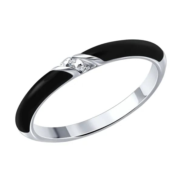 Серебряное кольцо DIAMANT-ONLINE с бриллиантом и эмалью 925 пробы