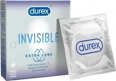 DUREX Invisible Extra Lube Презервативы 3 шт ультратонкие с дополнительной смазкой