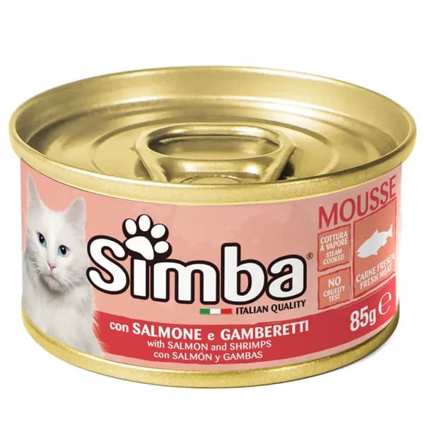 Simba Cat Mousse консервы для кошек (мусс) Лосось и креветки, 85 г.