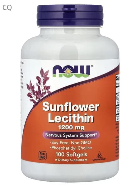 Лецитин подсолнечника 1200 мг (источник фосфотидилхолина) NOW Sunflower Lecithin 1200 mg, 100 капсул