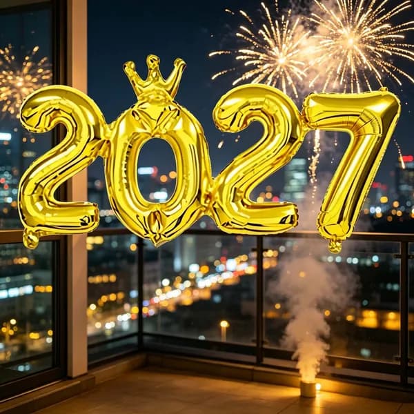 Золотой фольгированный шар цифра 2027 с короной, цельный надувной декор для Нового года, корпоратива, свадьбы, фотозоны,1шт.