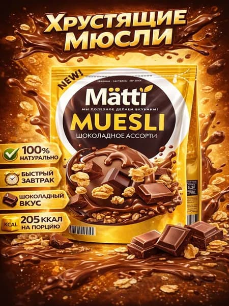 Мюсли запеченные Шоколадное Ассорти Matti 250г