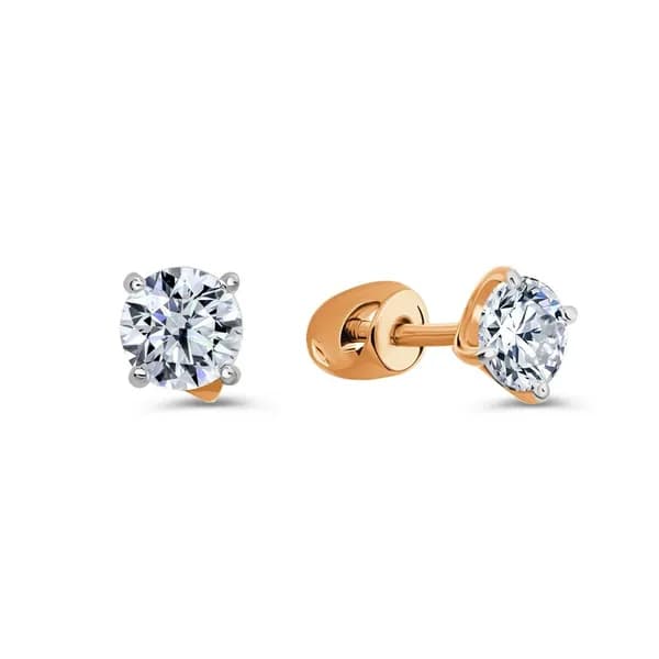 Серьги женские с фианитами из красного золота 585 пробы 585GOLD