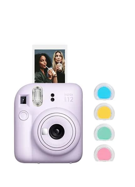Fujifilm Instax Mini 12 фотоаппарат лиловый и набор из 4 цветных линз