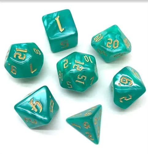 Кубики ДнД (7 шт) / Дайсы для DnD / Dungeons & Dragons / RPG / Нефрит