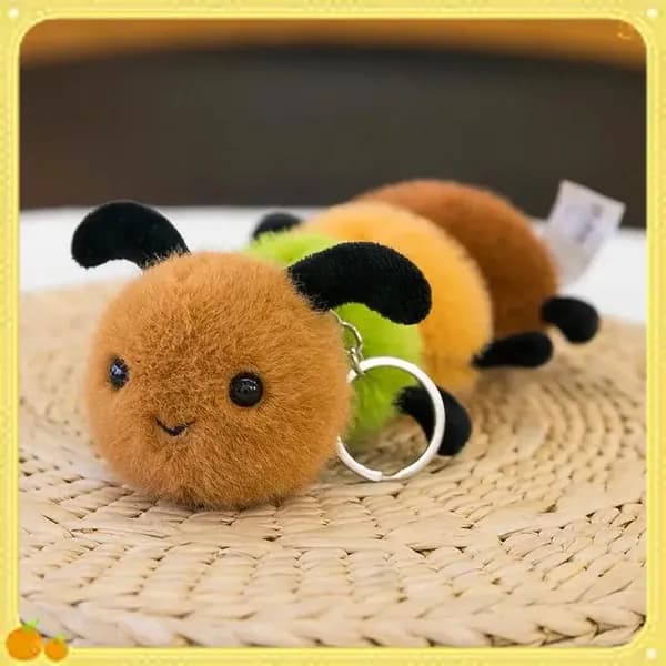 Плюшевая игрушка-брелок улитка и пчела 12CM, Брелок в виде гусеницы