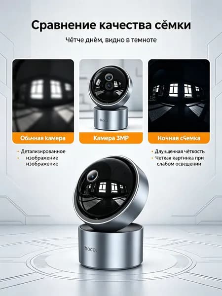 Умная камера PTZ 3MP 2304x1296, Wi-Fi, 355 обзор, ИК-ночь, AI-трекинг, TF 256ГБ, для ребенка и дома.