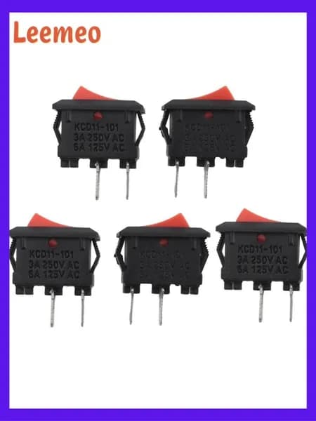 B65 шт. Вкл-выкл KCD11 2Pin 2P черный красный лодка автомобильный кулисный переключатель 3A 250 В 6A 125 кнопка переменного тока KCD1-11 10X15 KCD117