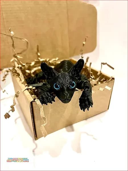 3D игрушка кот Сфинкс подвижная фигурка с голубыми глазами