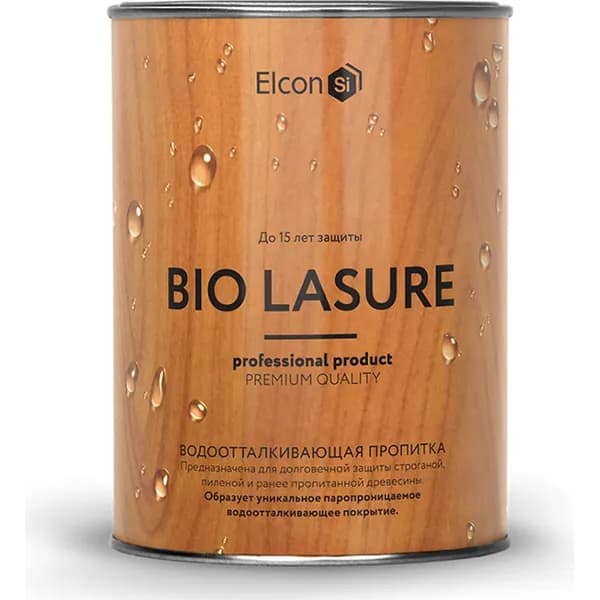 Водоотталкивающая пропитка Elcon Bio Lasure для защиты дерева до 15 лет, антисептик (каштан 0.9 л) 00-00461940