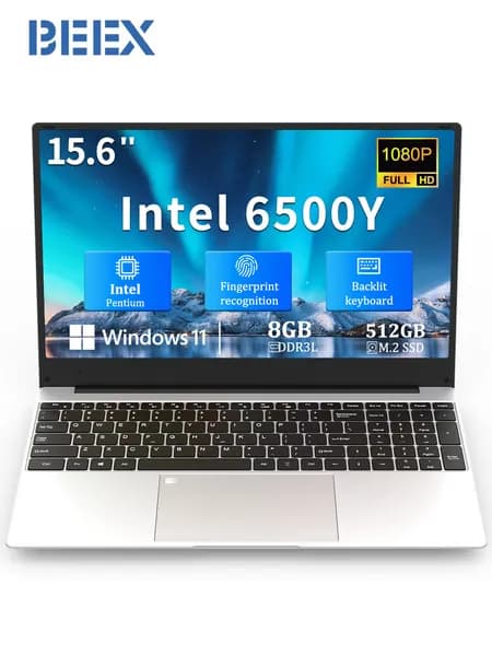 BEEX Ноутбук 15.6", RAM 8 ГБ, SSD 512 ГБ, Intel UHD Graphics 615, Windows Pro, (T156), серебристый, Английская раскладка