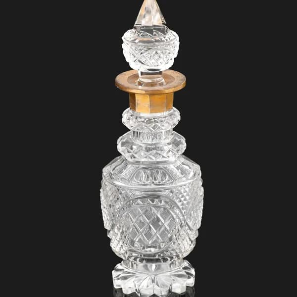 Антикварный флакон с алмазной гранью и золочением Европа 1880-1900 гг.