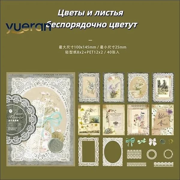 Набор бумаги для рукоделия "Кружевная фантазия" 40 листов, Бумага для скрапбукинга односторонняя рукоделия и творчества