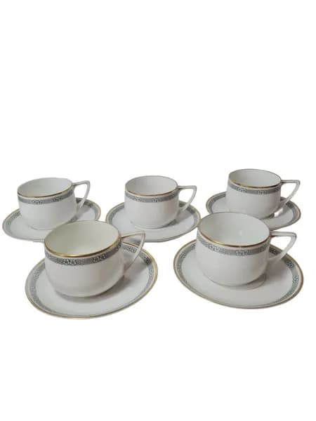 Набор для чаепития на 5 персон с зеленым элегантным узором Rosenthal Selb Bavaria, коллекция Donatello, Германия, 1960-70 гг.