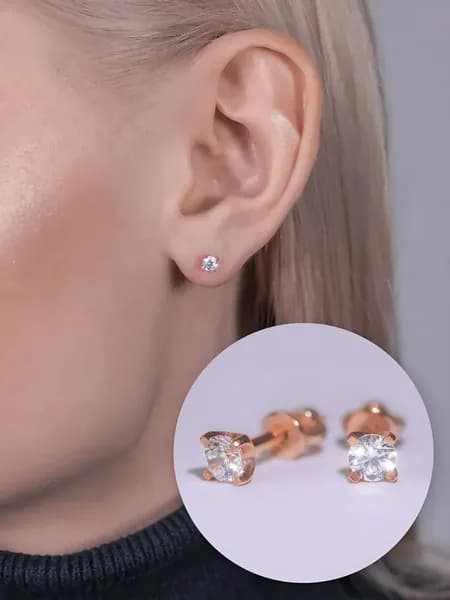 Серьги серебро 925 с фианитами и позолотой