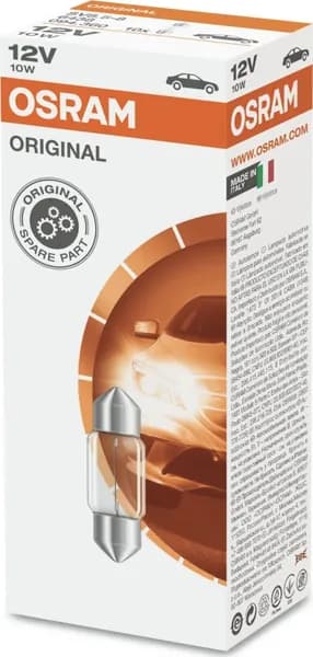 Лампа 12V 10W салонная пальчиковая L эквивалент 31mm SV8.5-8 Osram 6438